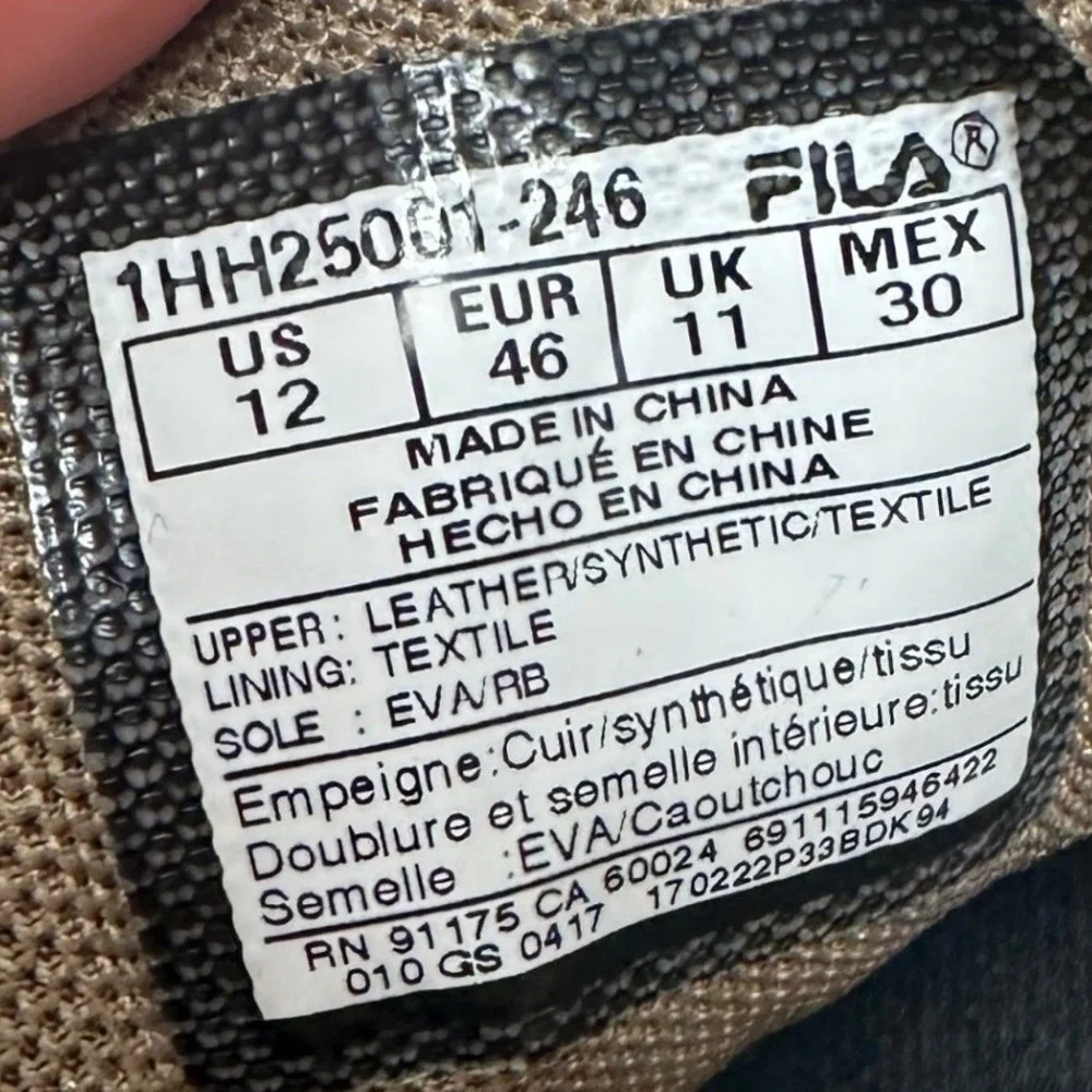 Fila Memory At Peake Shoes Mens 12 Taupe Brown Yellow Trail Hiking 1HH25001-246